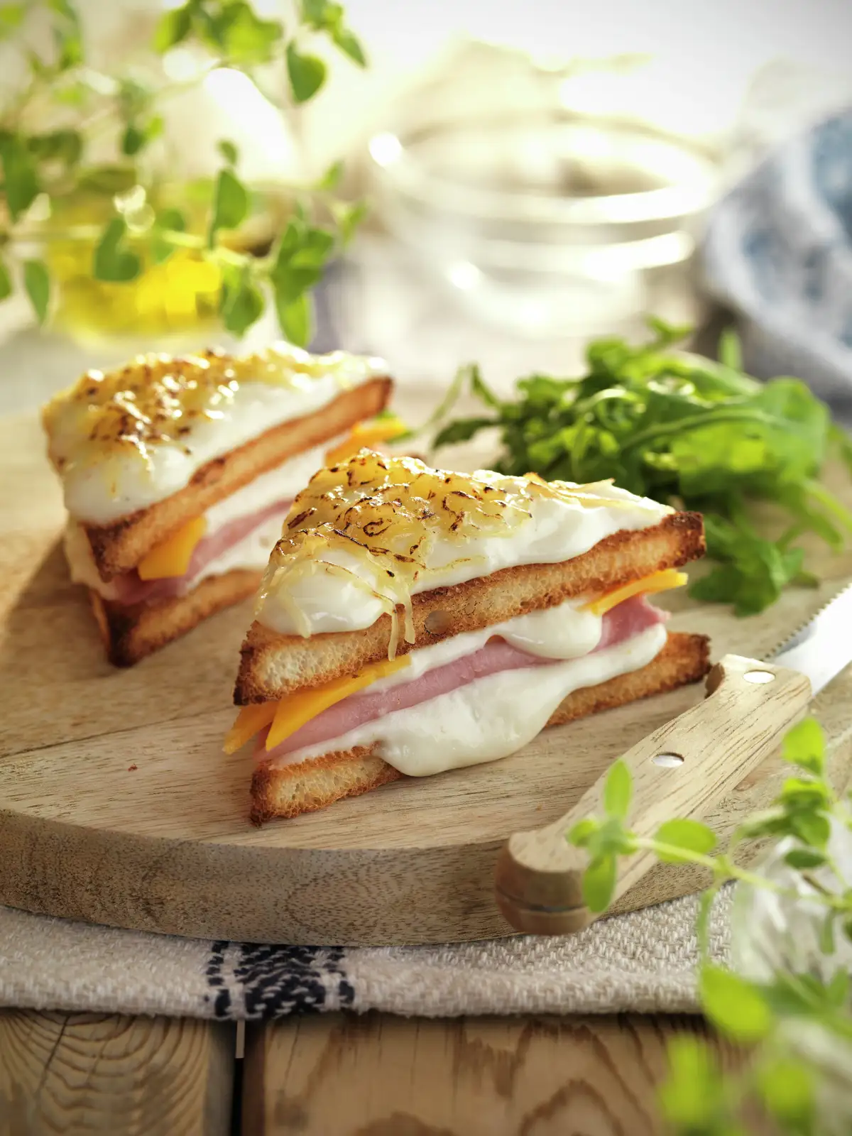 Sandwiches de jam&#243;n y queso.
